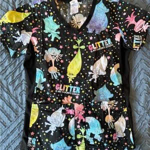 Colorful Trolls scrub top